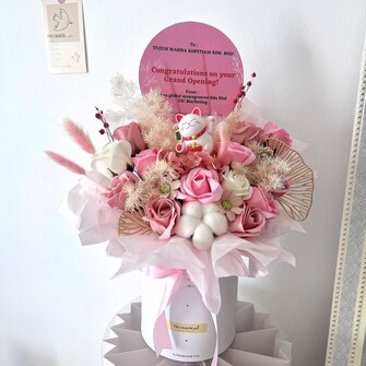 Pink white opening flower box (M size)
