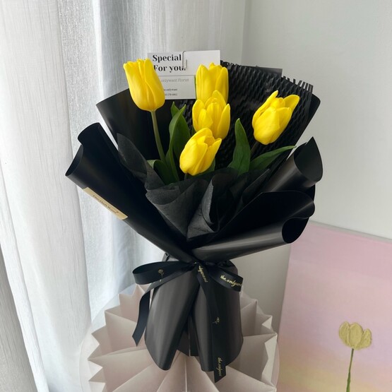 Yellow in Black Tulips