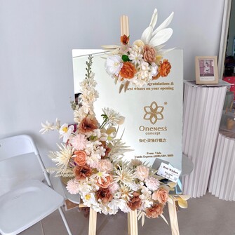 Artificial flower mirror stand