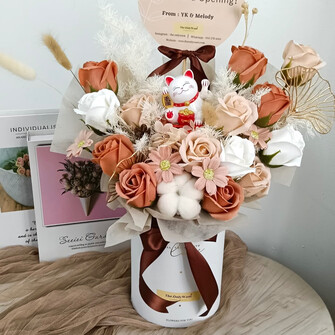 Brown theme opening flower box (M size)