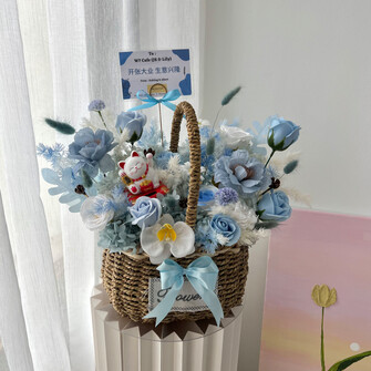 Opening Fortune Cat Basket  (Light Blue theme)