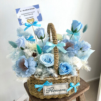 Sky theme opening flower basket 