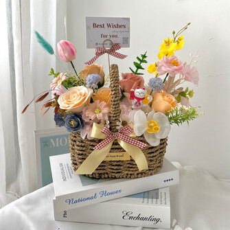 Cute colourful opening flower basket