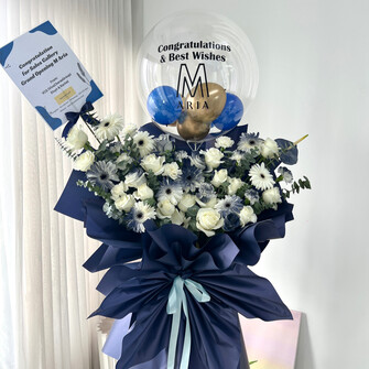 Coastal blue opening flower stand