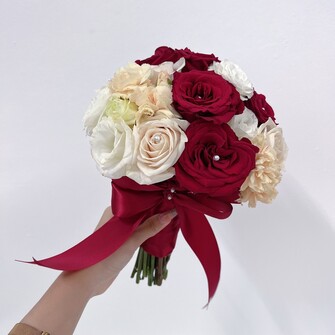 Champagne roses Bridal hand bouquet